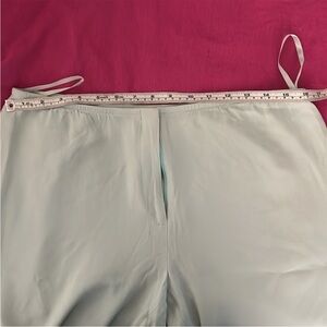 Eileen Fisher crepe silk Light Ice greenish Blue Slightly wide Leg Pants FLAW